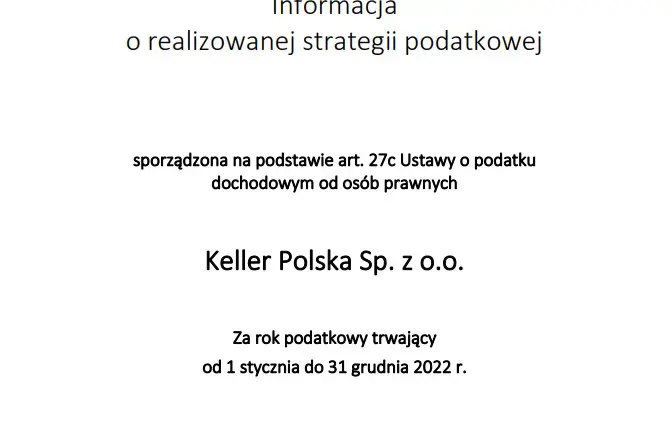 Informacja o realizowanej strategii podatkowej w 2022 r.