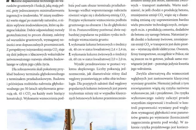 Artykuł ekoślad kolumn żwirowych