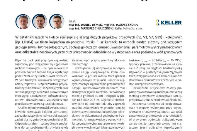 Artykuł o technologii ścian szczelinowych w rejonie fliszu karpackiego