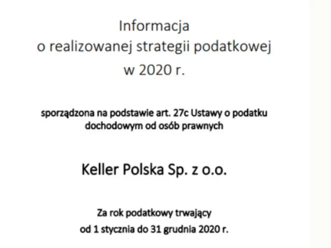 Informacja o realizowanej strategii podatkowej w 2020 r.