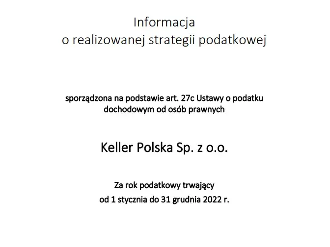 Informacja o realizowanej strategii podatkowej w 2022 r.