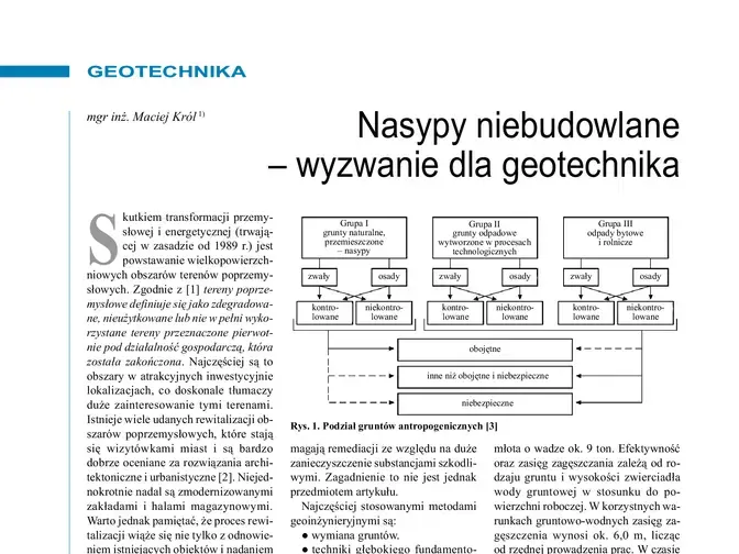 Artykuł o nasypach niebudowlanych