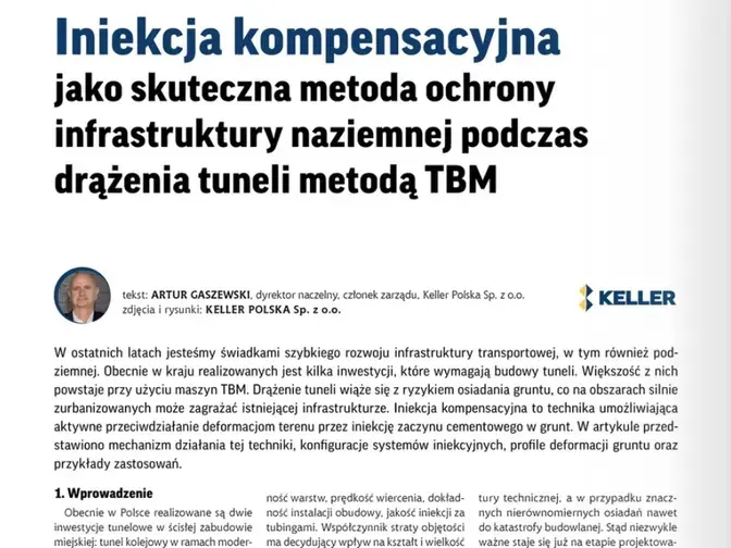 Iniekcja kompensacyjna w procesie drążenia tuneli metodą TBM