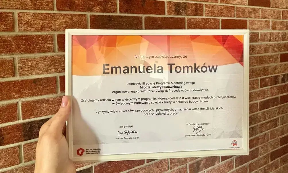 Emanuela Tomków w programie Młodzi Liderzy Budownictwa