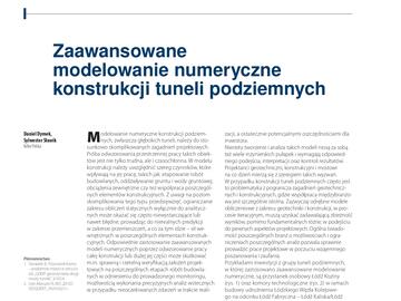 Zaawansowane  modelowanie numeryczne konstrukcji tuneli podziemnych
