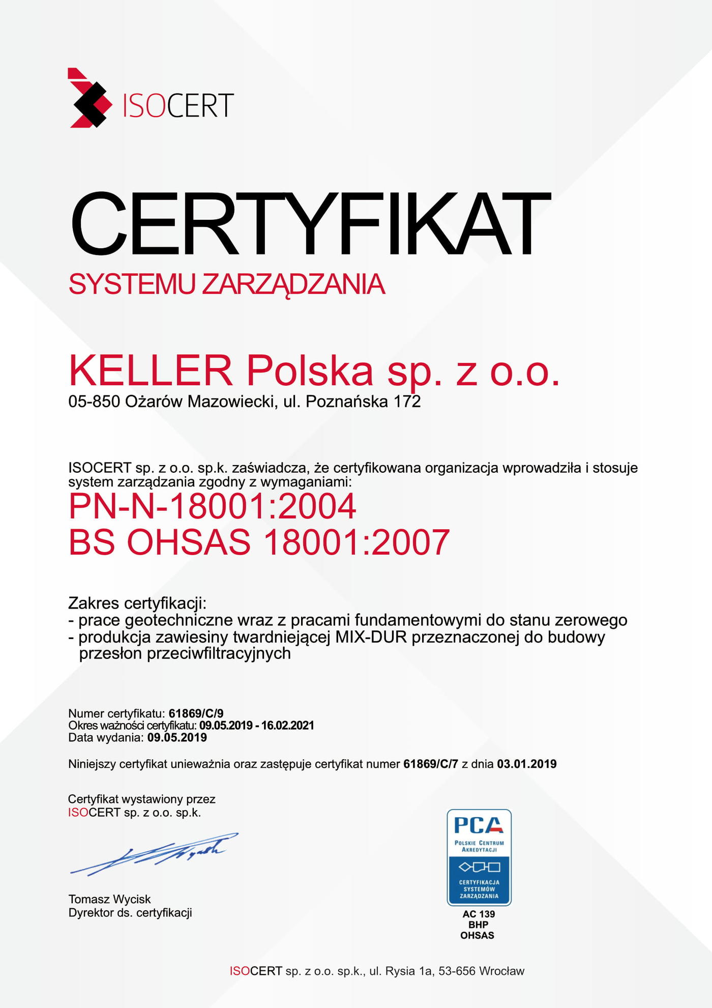 PN-N-18001:2004 BS OHSAS 18001:2007