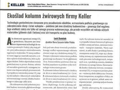 Artykuł ekoślad kolumn żwirowych firmy Keller