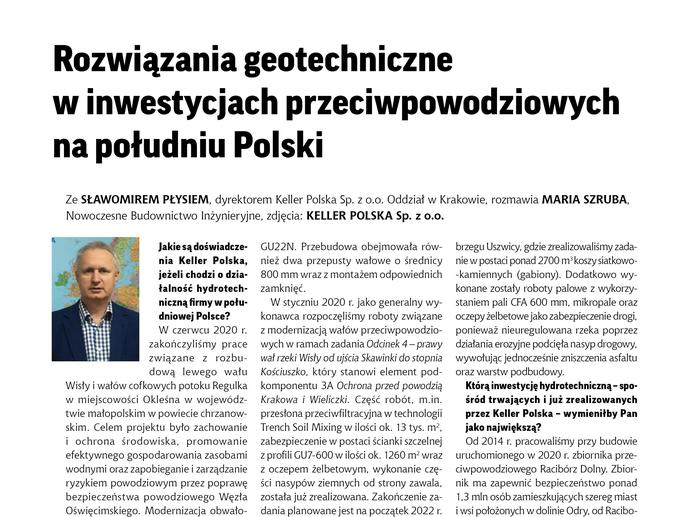 Rozwiązania geotechniczne w inwestycjach przeciwpowodziowych na południu Polski