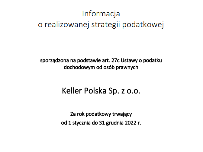 Informacja o realizowanej strategii podatkowej w 2022 r.