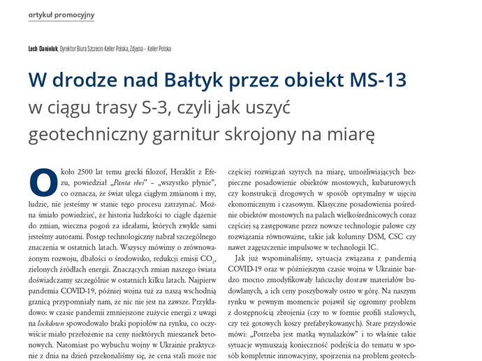 Artykuł w drodze nad Bałtyk przez obiekt MS-13