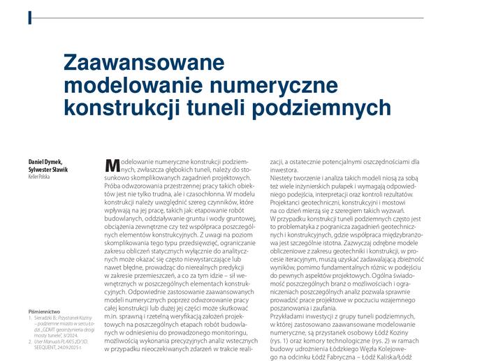 Zaawansowane  modelowanie numeryczne konstrukcji tuneli podziemnych